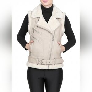 Belle Fare Shearling Fur Moto Vest XS